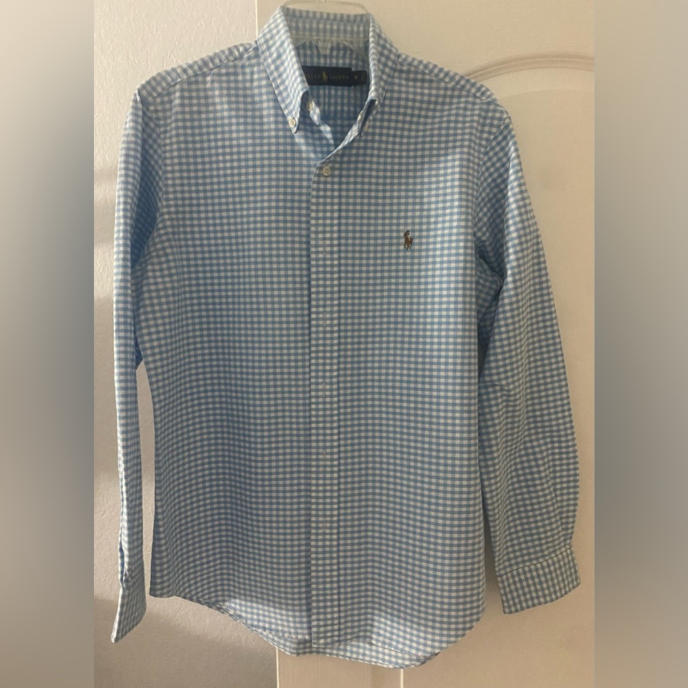 Ralph Lauren Light Blue Gingham Button Down Shirt